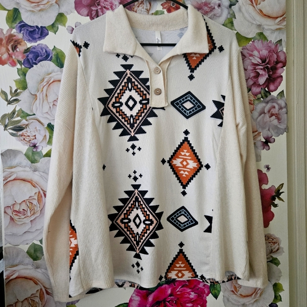 Polo neck long sleeve cashmere like sweater by Hesed